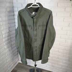 Old Navy Men's Size Large Olive Zipper & Snap Closure Jacket w/ Packable Hood